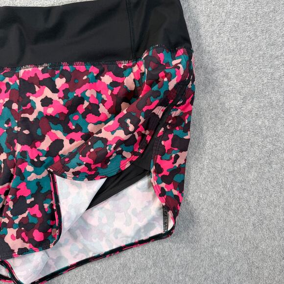 Athleta Running Free Printed Shorts Women's Large 3.5" Inseam Pink Black Teal - Picture 2 of 8